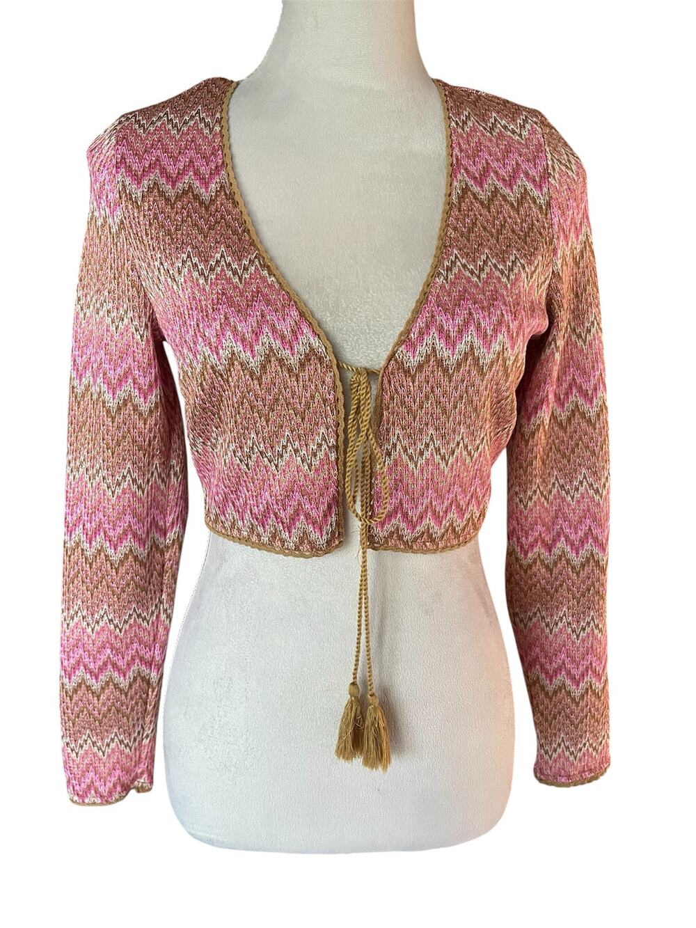 House Of Harlow Chevron print “Euro Summer” Tassle String up Top